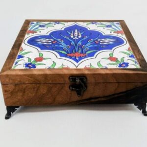 ÇİNİ MOTİFLİ AHŞAP TAKI KUTUSU-DEKORATİF OBJE-0010