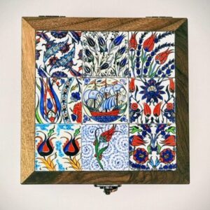 ÇİNİ MOTİFLİ AHŞAP TAKI KUTUSU-DEKORATİF OBJE-0007