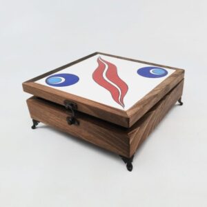 ÇİNİ MOTİFLİ AHŞAP TAKI KUTUSU-DEKORATİF OBJE-0012