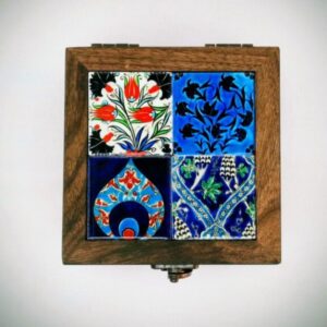 ÇİNİ MOTİFLİ AHŞAP TAKI KUTUSU-DEKORATİF OBJE-0006